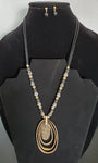 Gold Pendant Necklace with Stone Beads