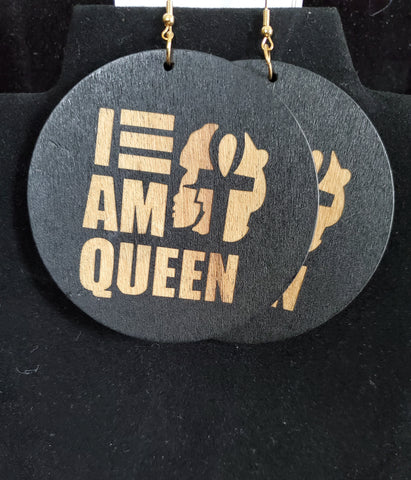 I Am Queen Wood Earrings