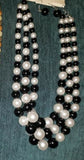 Black and White 3 Strand Pearl Necklace