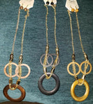 Wood Three Circle Gold Necklace Set