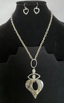 Heart with Snake Skin and Pearl Necklace Set