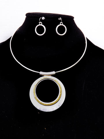 Silver and Gold Circle Choker Set