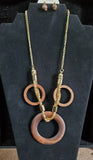 Wood Three Circle Gold Necklace Set