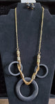 Wood Three Circle Gold Necklace Set