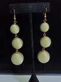 Three Tier Stripped Sphere Earrings-Large