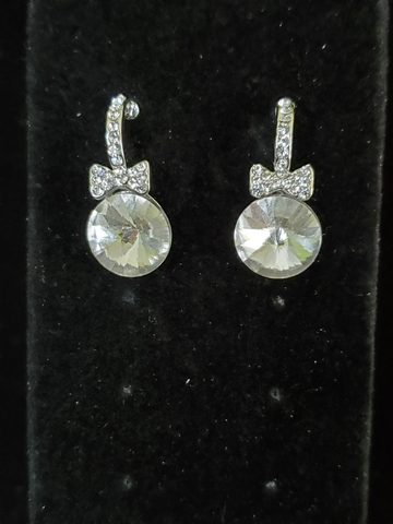 Rhinestone Earrings with Bow Tie