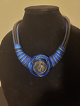 Blue-Black African Necklace with Center Stone