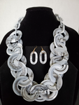 Marble Print Link Cluster Necklace Set