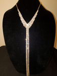 Gold Long Strand Clear Rhinestone Necklace