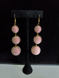 Three Tier Stripped Sphere Earrings-Large